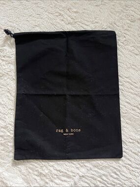 rag & bone Black Drawstring Dust Pouch with Logo